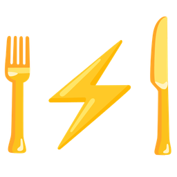 high voltage and fork and knife with plate