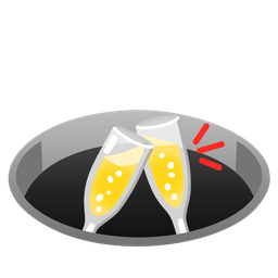 hole and clinking glasses