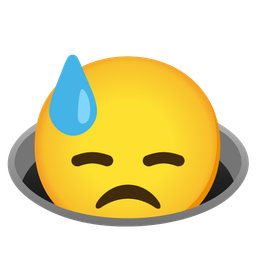 hole and downcast face with sweat