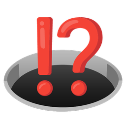 hole and exclamation question mark