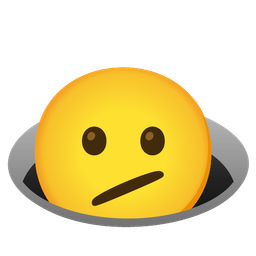 hole and face with diagonal mouth