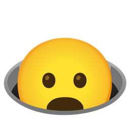 hole and frowning face with open mouth