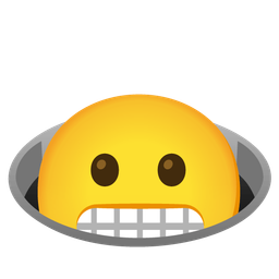 hole and grimacing face