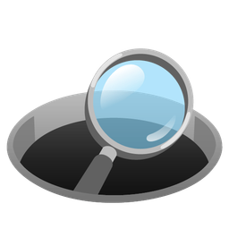 hole and magnifying glass tilted right