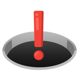 hole and red exclamation mark