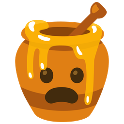 Honey pot and Frowning face with open mouth
