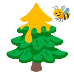 honeybee and evergreen tree