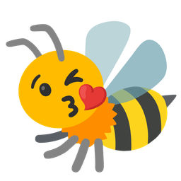 Honeybee and Face blowing a kiss