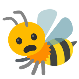 honeybee and frowning face with open mouth