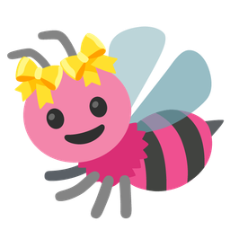 honeybee and heart with ribbon