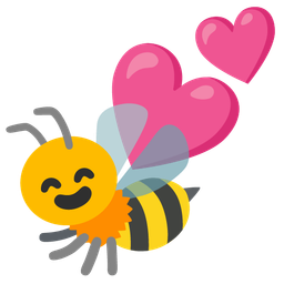 honeybee and two hearts