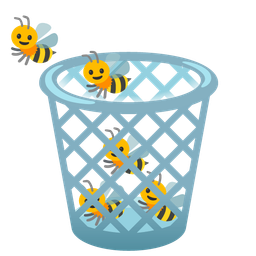 honeybee and wastebasket