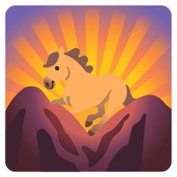 horse and sunrise over mountains