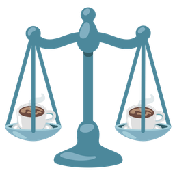 Hot beverage and Balance scale