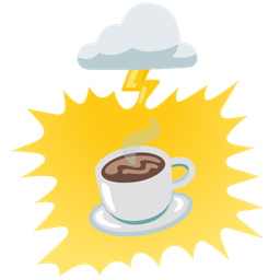 Hot beverage and Cloud with lightning