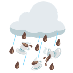 Hot beverage and Cloud with rain