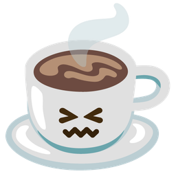 Hot beverage and Confounded face