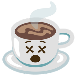 Hot beverage and Face with crossed-out eyes