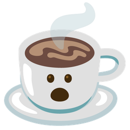 Hot beverage and Face with open mouth