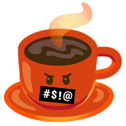 Hot beverage and Face with symbols on mouth