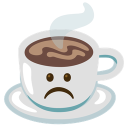 Hot beverage and Frowning face