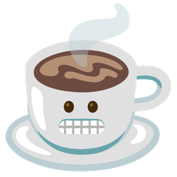 Hot beverage and Grimacing face