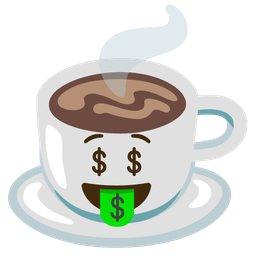 Hot beverage and Money-mouth face