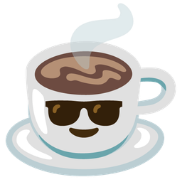 Hot beverage and Smiling face with sunglasses