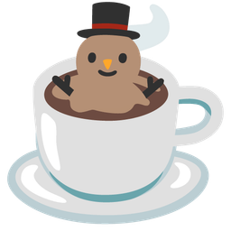 Hot beverage and Snowman without snow