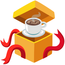 Hot beverage and Wrapped gift