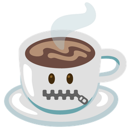 Hot beverage and Zipper-mouth face