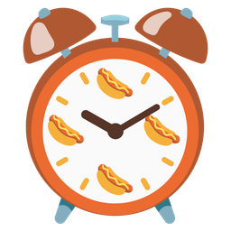 hot dog and alarm clock