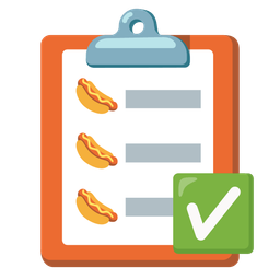 hot dog and check mark button