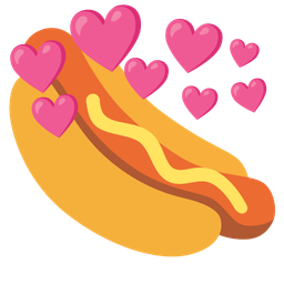 hot dog and heart with arrow