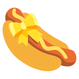 hot dog and heart with ribbon