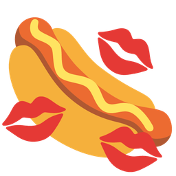 hot dog and kiss mark