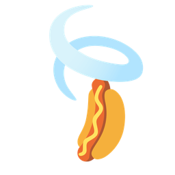 hot dog and leaf fluttering in wind