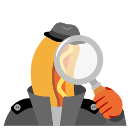 hot dog and magnifying glass tilted right