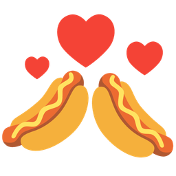 hot dog and revolving hearts