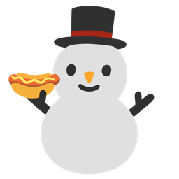 hot dog and snowman without snow
