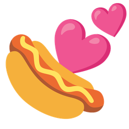 hot dog and two hearts
