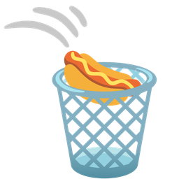 hot dog and wastebasket