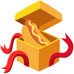 hot dog and wrapped gift