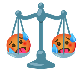hot face and balance scale