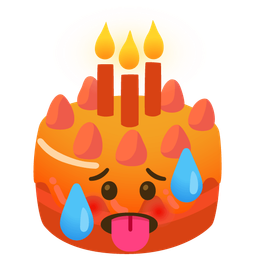 hot face and birthday cake