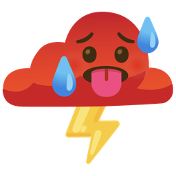 hot face and cloud with lightning