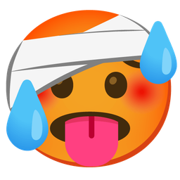 hot face and face with head-bandage