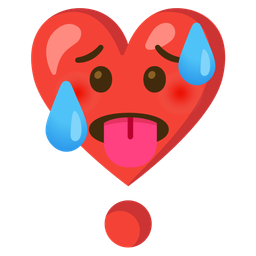 hot face and heart exclamation