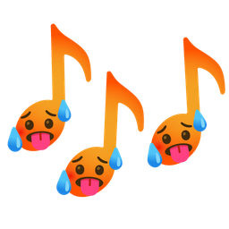 hot face and musical notes