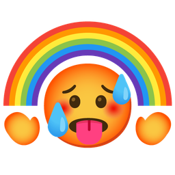 hot face and rainbow